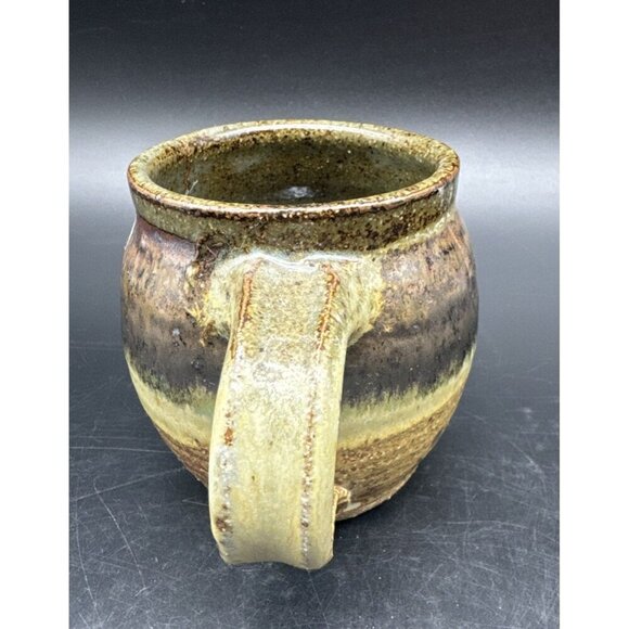 VTG Studio Art Pottery Mixed Artist Brown Coffee Tea Mug Set Of 4 Signed - Picture 9 of 16